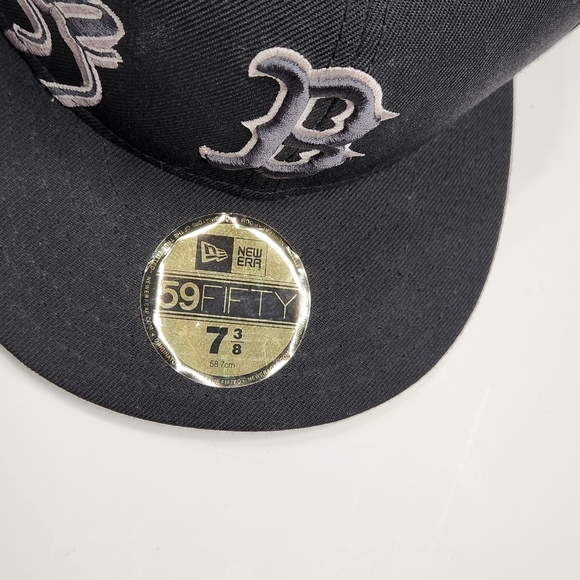 Boston Red Sox Hat Fitted 7 3/8 Vintage Wool Script Baseball Cap New Era MLB - Picture 8 of 14